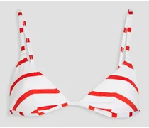 Striped triangle bikini top - White