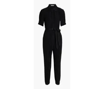 Duncan belted plissé-crepe jumpsuit - Black