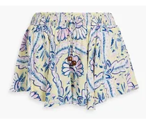 Printed voile shorts - Yellow