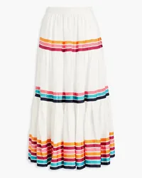 Zimmermann Lulu gathered striped linen midi skirt - White White