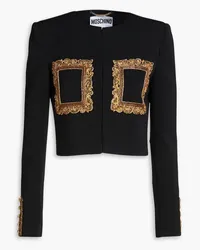 Moschino Cropped embellished wool faille jacket - Black Black