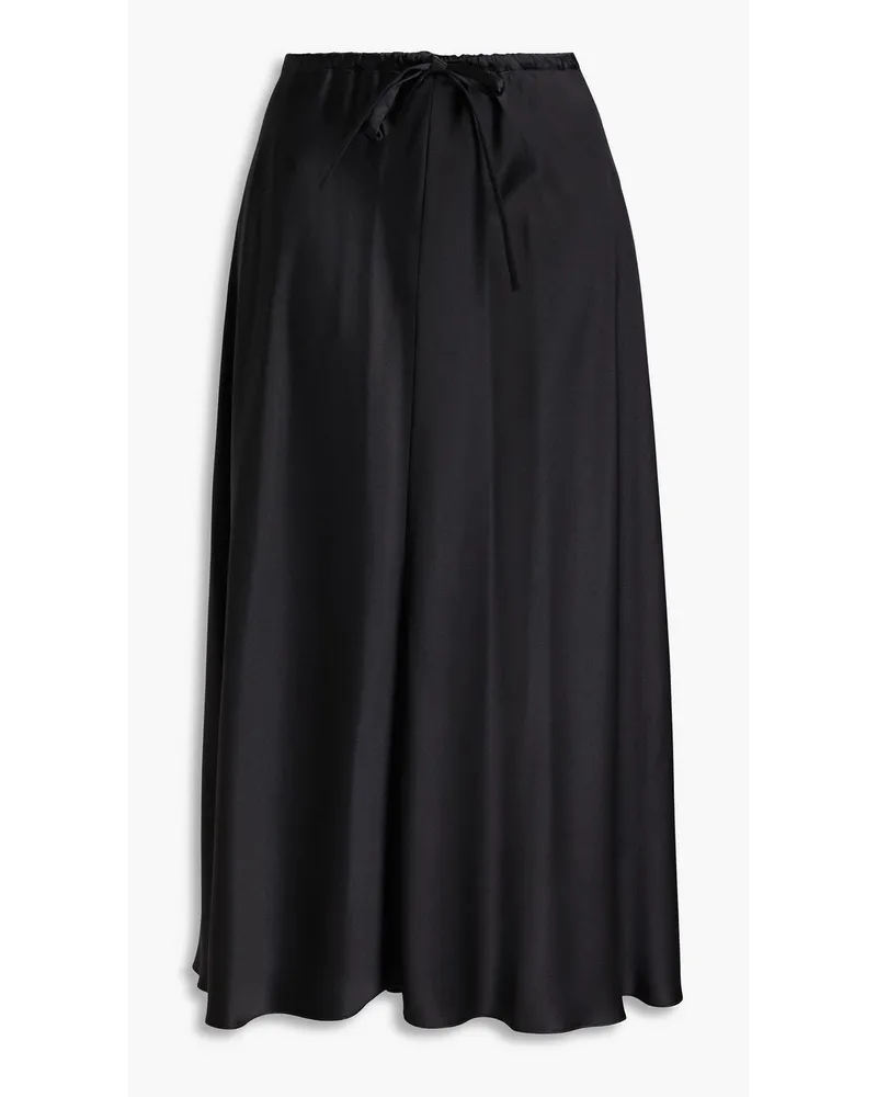 Silk-satin midi skirt - Black