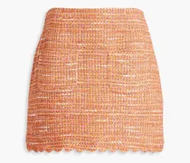 Cotton-blend bouclé-tweed mini skirt - Orange