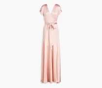Wrap-effect silk-satin gown - Pink