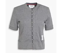 Pointelle-knit cotton-blend cardigan - Gray