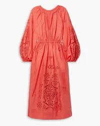 A.L.C. Capri broderie anglaise linen midi dress - Orange Orange