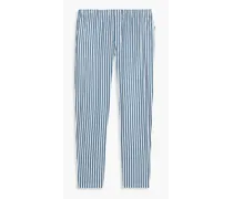 Striped cotton-poplin pajama pants - Blue