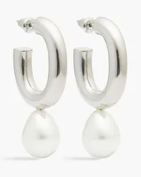 Simone Rocha Silver-tone faux pearl hoop earrings - Metallic Metallic