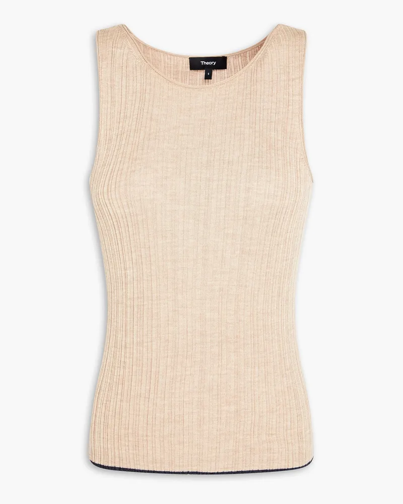 Theory Mélange silk-blend tank - Neutral Neutral