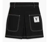 Skirt-effect cotton-blend twill shorts - Black