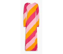 Striped silk and cotton-blend maxi dress - Pink