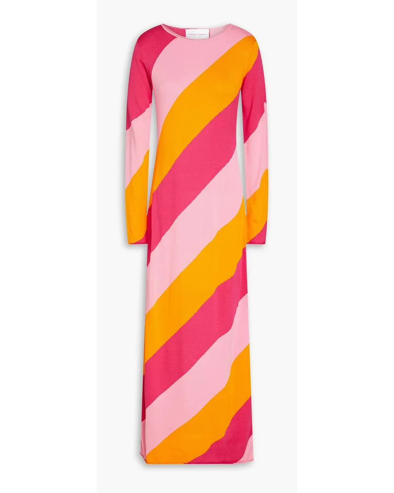 Carolina Herrera New York Striped silk and cotton-blend maxi dress - Pink Pink