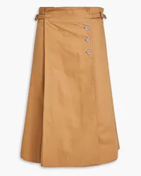 Acne Studios Pleated cotton-twill wrap skirt - Brown Brown