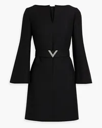 Valentino Garavani Belted wool and silk-blend crepe mini dress - Black Black