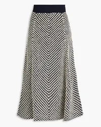 Tory Burch Two-tone ribbed-knit midi skirt - Blue Blue