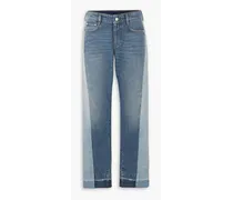 Paneled high-rise slim-leg jeans - Blue