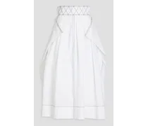 Topstitched cotton-poplin maxi skirt - White