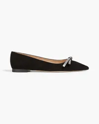 Stuart Weitzman Bow-embellished suede point-toe flats - Black Black