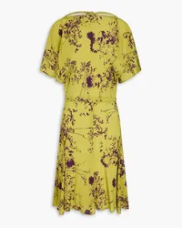 Victoria Beckham Draped floral-print silk crepe de chine midi dress - Green Green