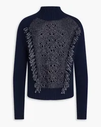 Autumn Cashmere Fringed pointelle-knit sweater - Blue Blue