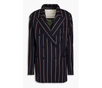 Cornelia double-breasted striped merino wool blazer - Blue