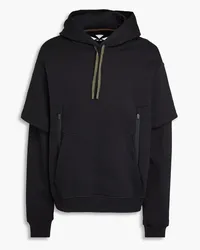 ACRONYM Layered printed cotton-fleece hoodie - Black Black