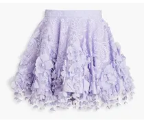 Embellished corded lace cotton-blend mini skirt - Purple