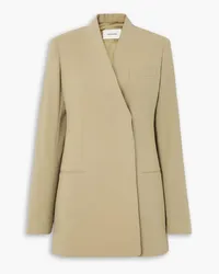 Ferragamo Wrap-effect wool blazer - Neutral Neutral