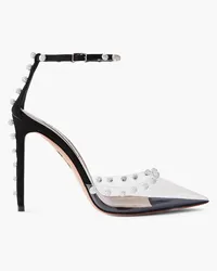 Aquazzura Secrets 105 crystal-embellished PVC and suede pumps - Black Black