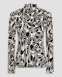 Diane von Furstenberg Doha ruched printed Lyocell and wool-blend jersey turtleneck top - Black Black