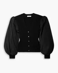 Ulla Johnson Quinn ribbed-knit and jersey cardigan - Black Black