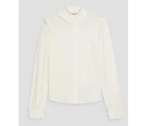 Meredith ruffled wool-gauze blouse - White