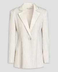 Alice + Olivia Alice Olivia - Yona crystal-embellished striped crepe blazer - White White