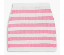 Barbie striped ribbed-knit mini skirt - Pink