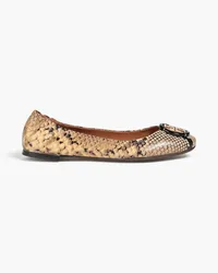 Tory Burch Embellished snake-effect leather ballet flats - Animal print Animal