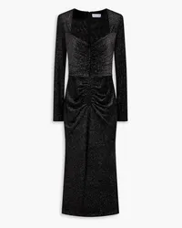 Rebecca Vallance Moon River ruched metallic woven maxi dress - Black Black