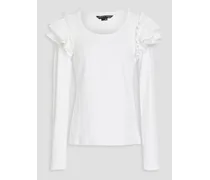 Avendon ruffled ribbed stretch-cotton jersey top - White