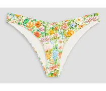 Floral-print low-rise bikini briefs - White