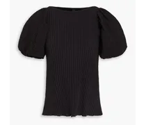 Ribbed jersey top - Black