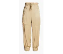 Satin-crepe tapered pants - Neutral