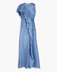 Ulla Johnson Lali ruffled satin maxi dress - Blue Blue