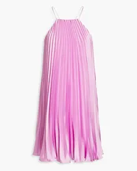 Monique Lhuillier Pleated hammered satin-crepe mini dress - Pink Pink