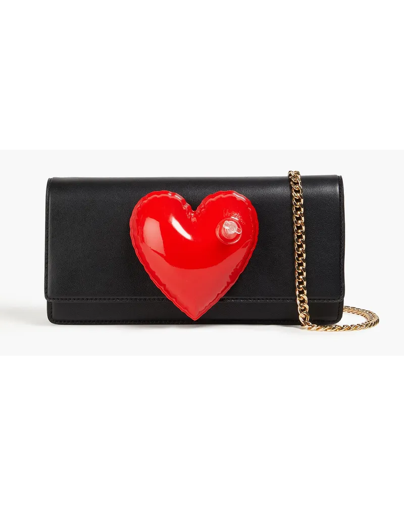 Moschino Appliquéd leather clutch - Black Black