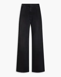 tibi Pleated high-rise wide-leg jeans - Black Black