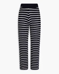 RED Valentino Striped ribbed-knit wide-leg pants - Blue Blue