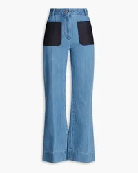 Victoria Beckham Two-tone high-rise wide-leg jeans - Blue Blue