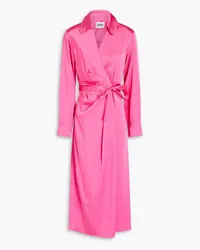 Claudie Pierlot Draped satin midi wrap dress - Pink Pink