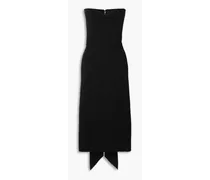 Strapless bow-embellished cloqué dress - Black