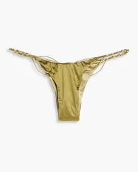 Isa Boulder Stretch-satin low-rise bikini briefs - Green Green