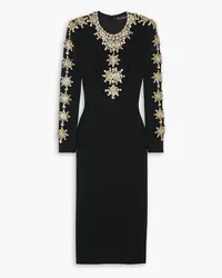 Jenny Packham Ester embellished stretch-crepe midi dress - Black Black